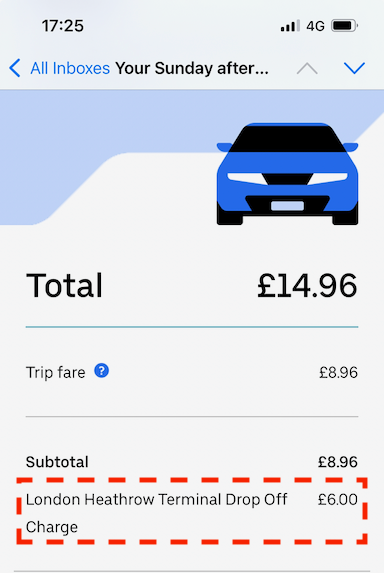 Uber drop off charge