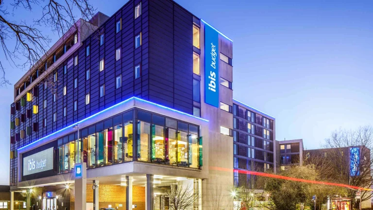 ibis budget London Heathrow Central hotel exterior at night