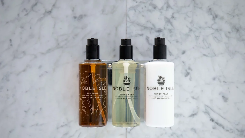 Noble Isle toiletries provided in the rooms at the Radisson Blu Edwardian London Heathrow
