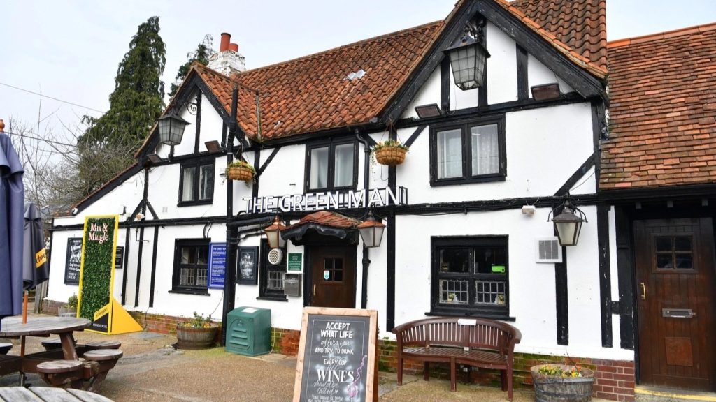The Green Man, a Greene King pub on Green Man Lane in Bedfont