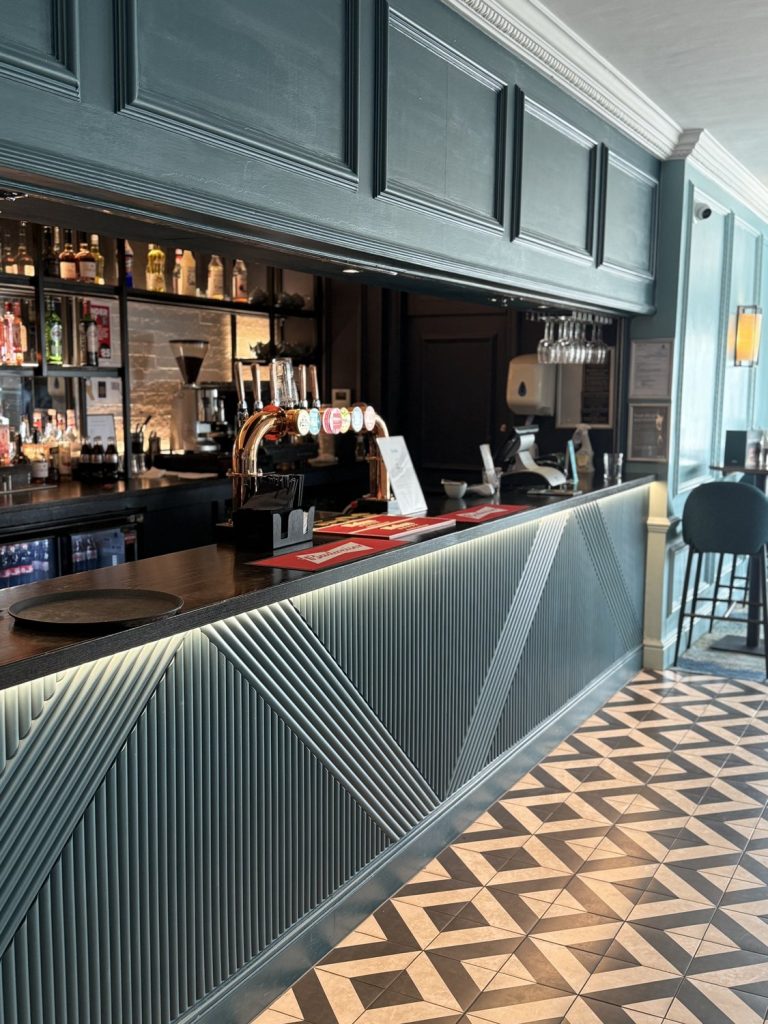 The bar counter in the Aviator Sports Bar and Restaurant