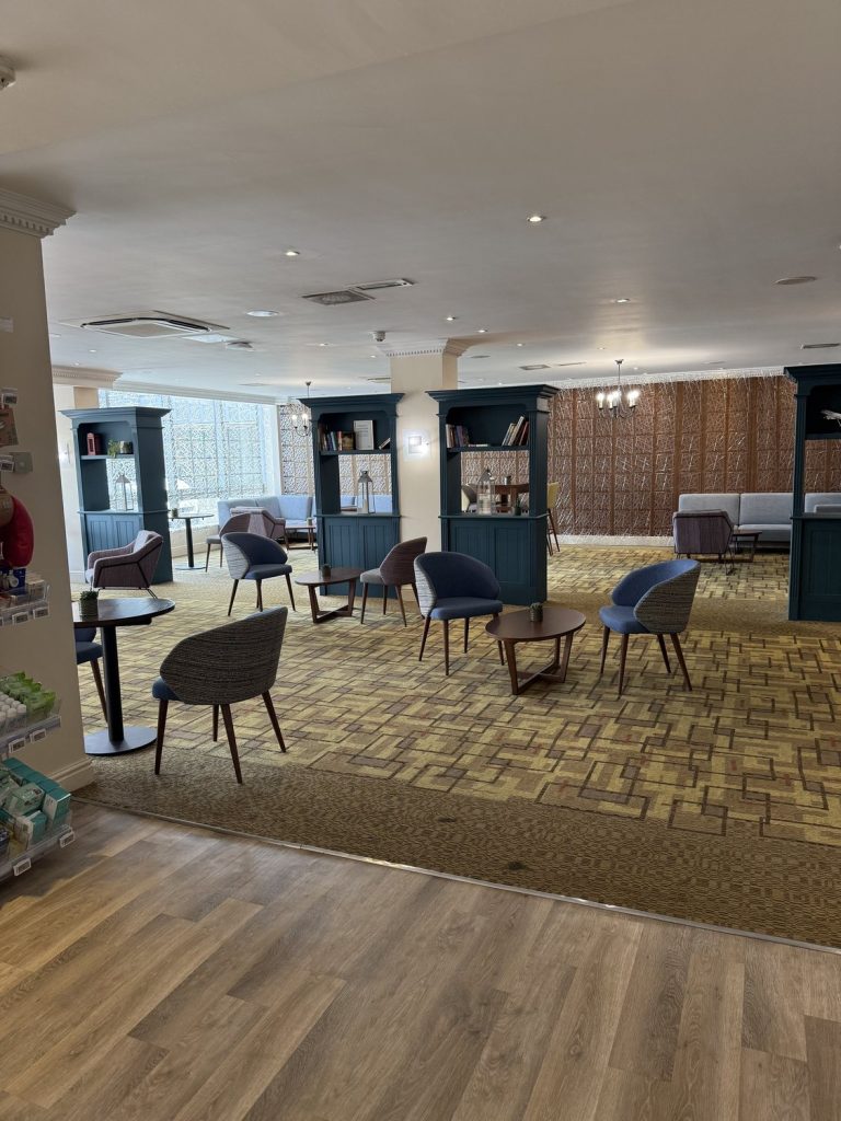 Seating in the open plan lobby lounge